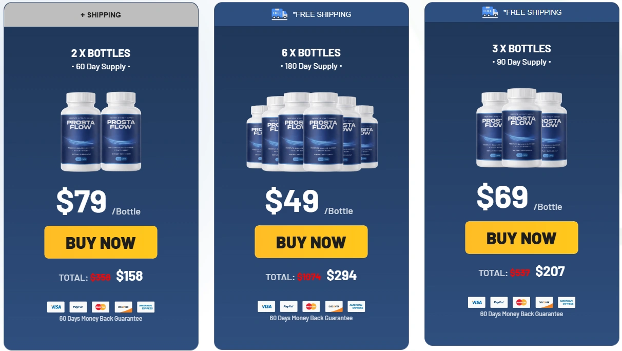 Prostaflow supplement pricing packages with free shipping and guarantee